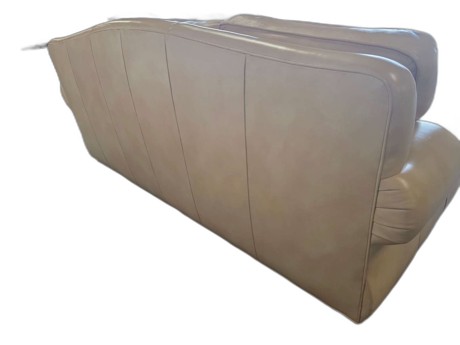 Hancock & Moore Top-Grain Leather Sofa – Cream/Champagne Nailhead Rolled Arm — view 4