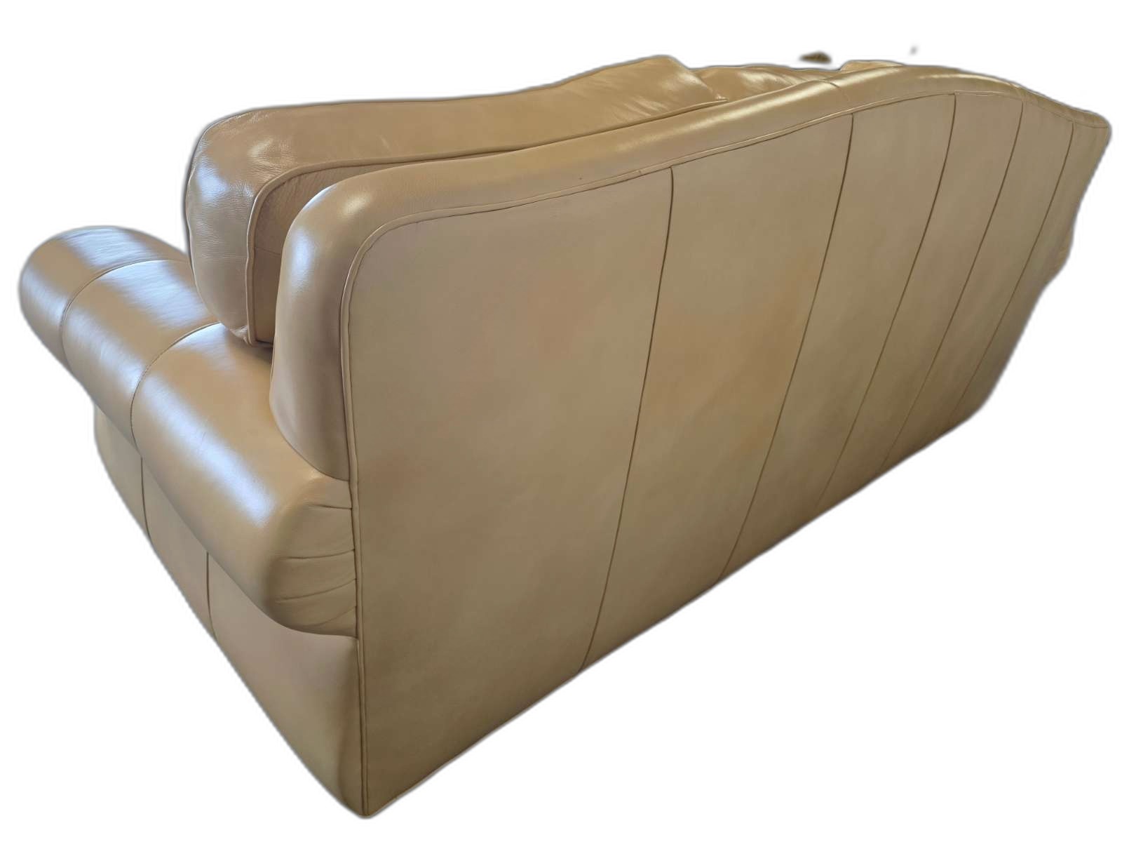 Hancock & Moore Top-Grain Leather Sofa – Cream/Champagne Nailhead Rolled Arm — view 5