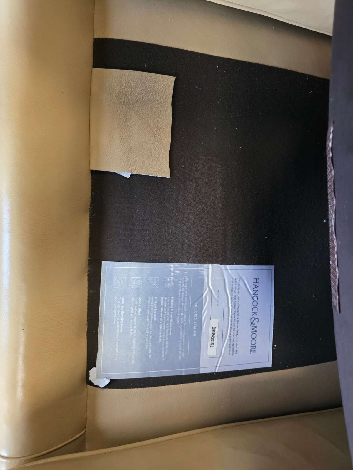 Hancock & Moore Top-Grain Leather Sofa – Cream/Champagne Nailhead Rolled Arm — view 6