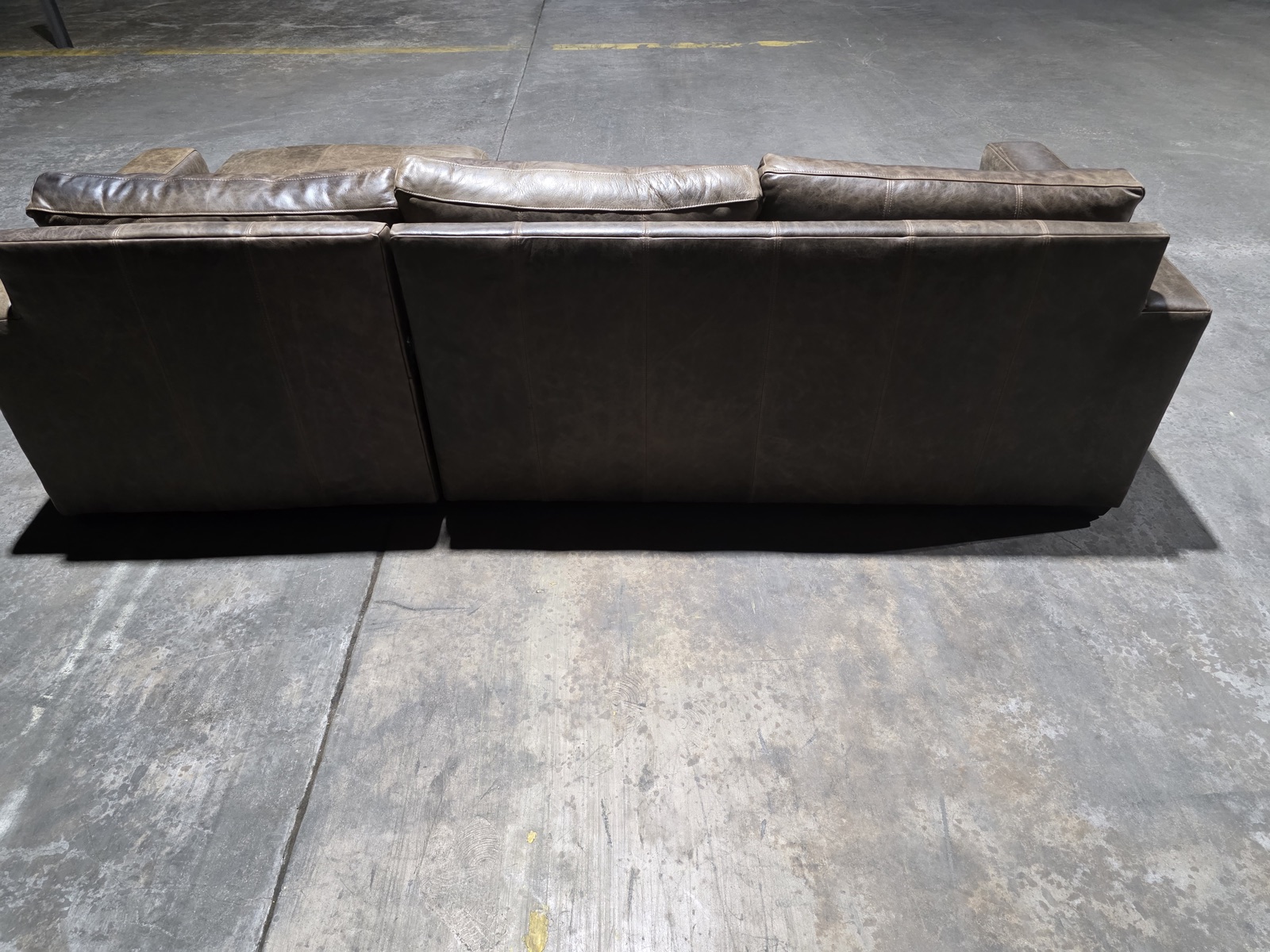 Bernhardt Weathered Grey Distressed Leather Chaise Sectional — view 3