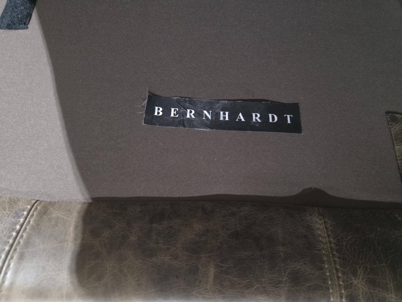 Bernhardt Weathered Grey Distressed Leather Chaise Sectional — view 5