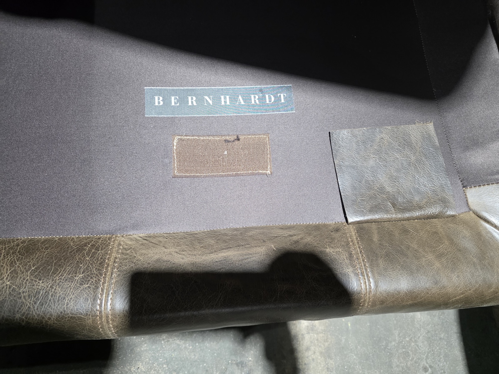 Bernhardt Weathered Grey Distressed Leather Chaise Sectional — view 6