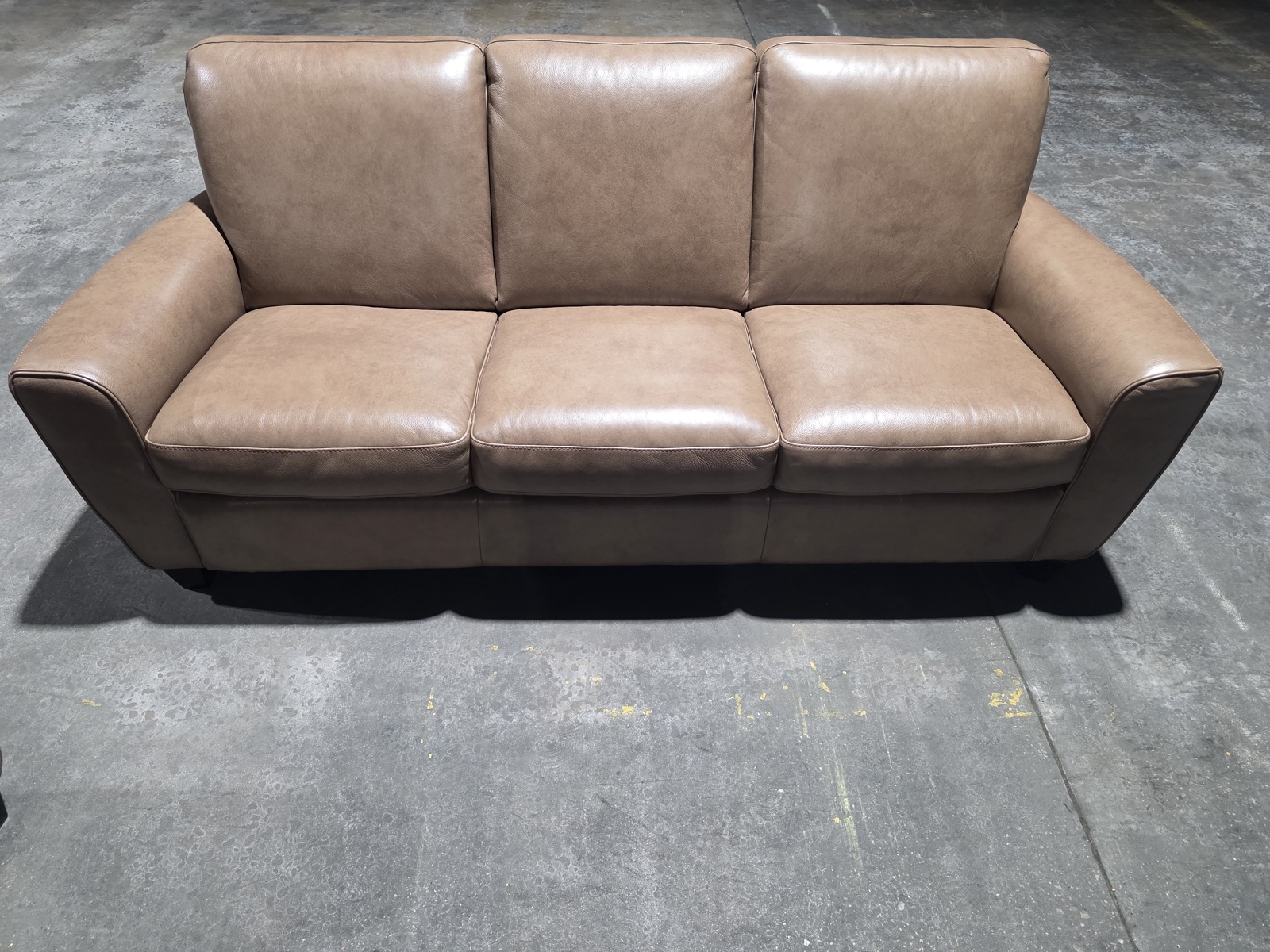 Natuzzi Greige Top-Grain Leather Sofa & Power-Reclining Loveseat Set