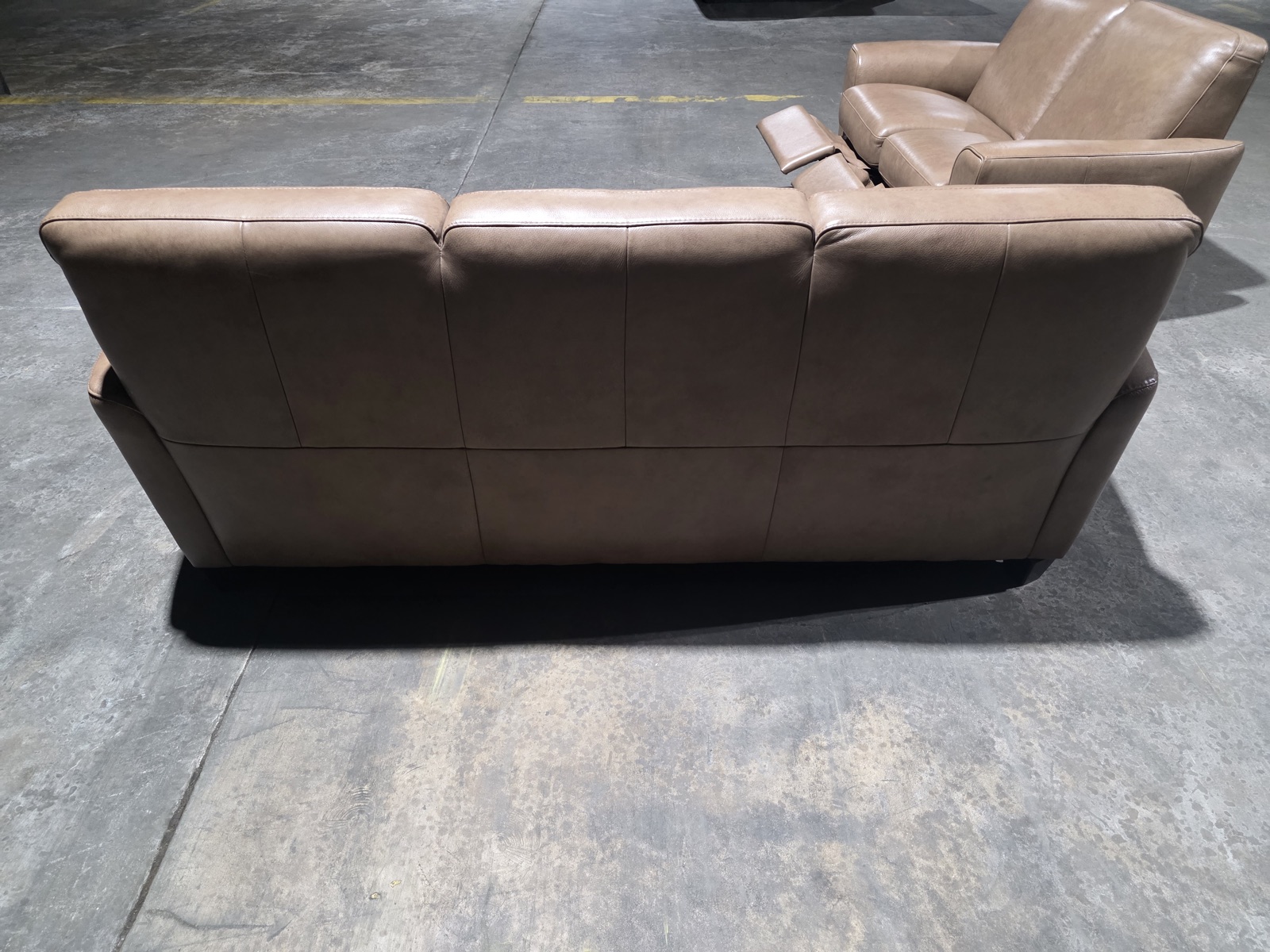 Natuzzi Greige Top-Grain Leather Sofa & Power-Reclining Loveseat Set — view 8
