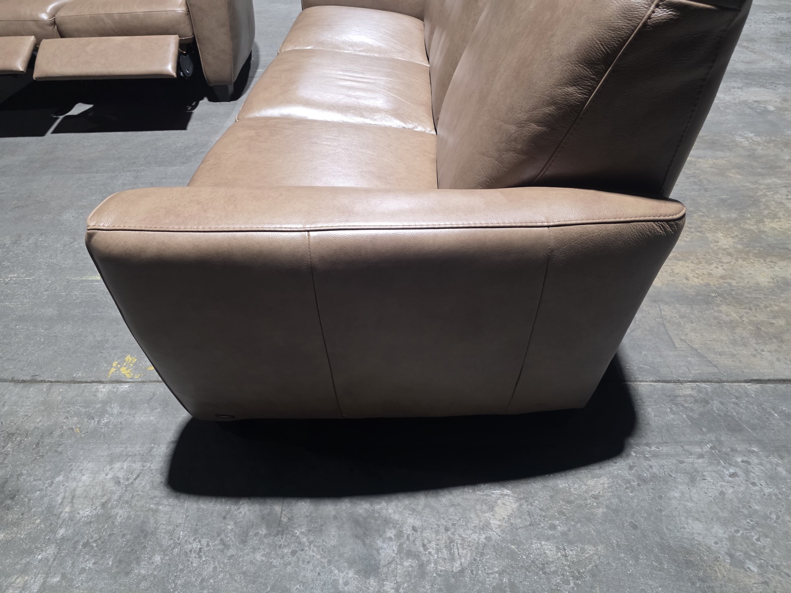 Natuzzi Greige Top-Grain Leather Sofa & Power-Reclining Loveseat Set — view 9
