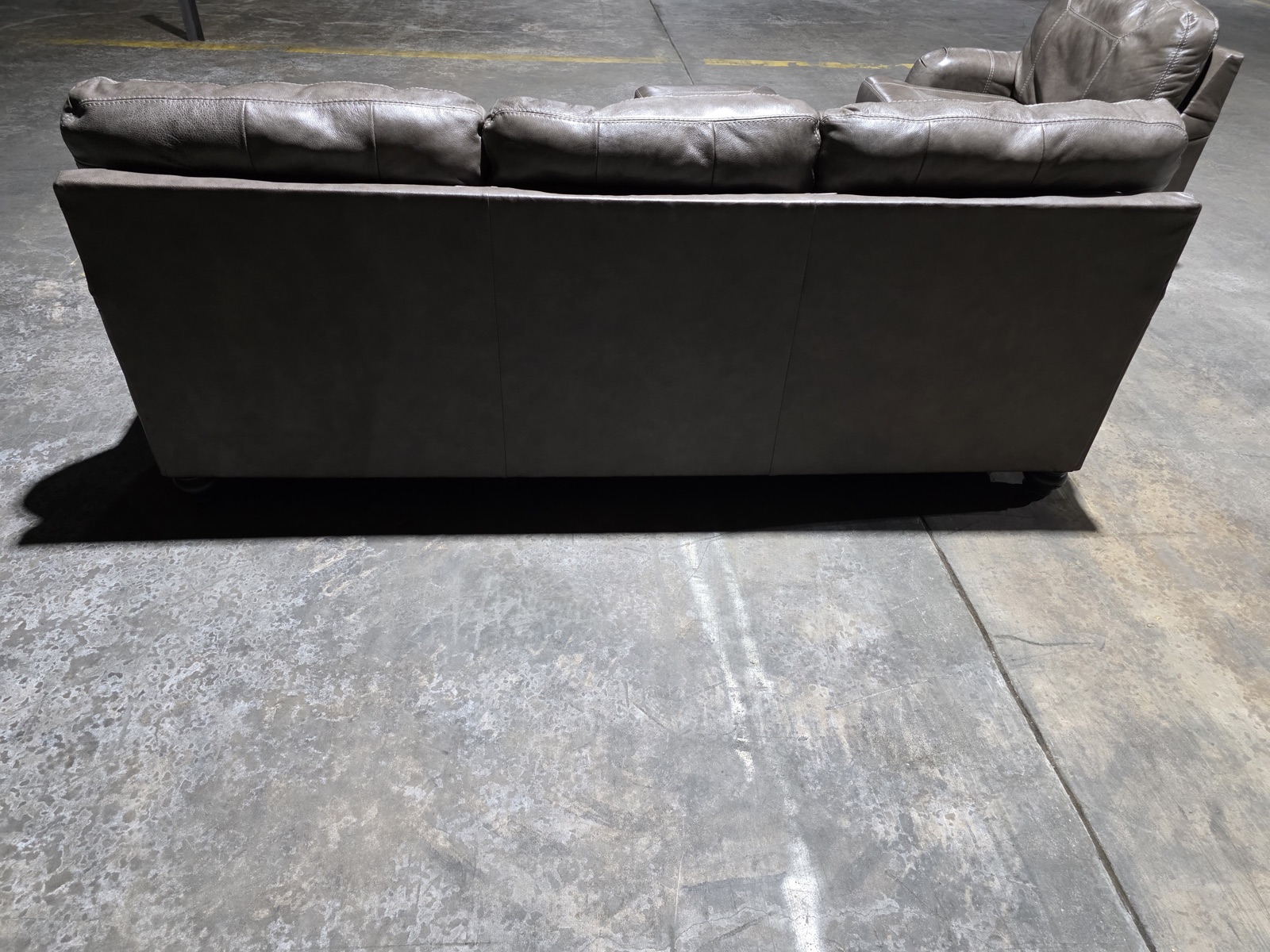 Ashley Kannerdy 3-Piece Leather Set — Sofa, Oversized Chair & Ottoman (Quarry Grey) — view 6
