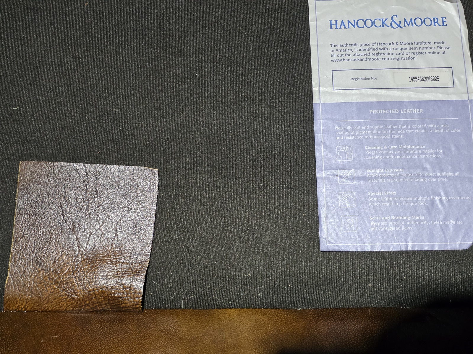 Hancock & Moore Cognac Antiqued Leather Sofa with Brass Nailhead — view 2