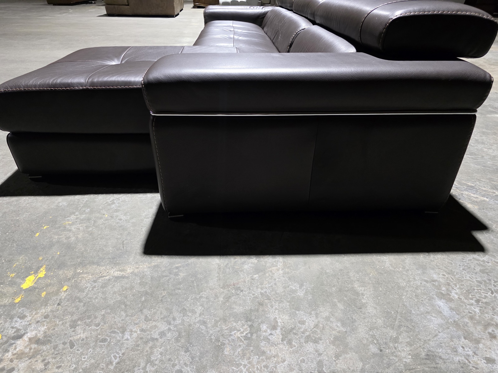 Natuzzi Espresso Leather Chaise Sectional with Adjustable Headrests — view 2