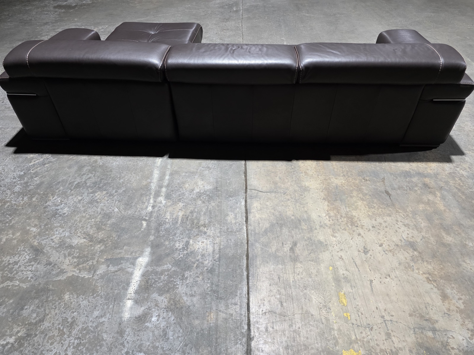 Natuzzi Espresso Leather Chaise Sectional with Adjustable Headrests — view 3
