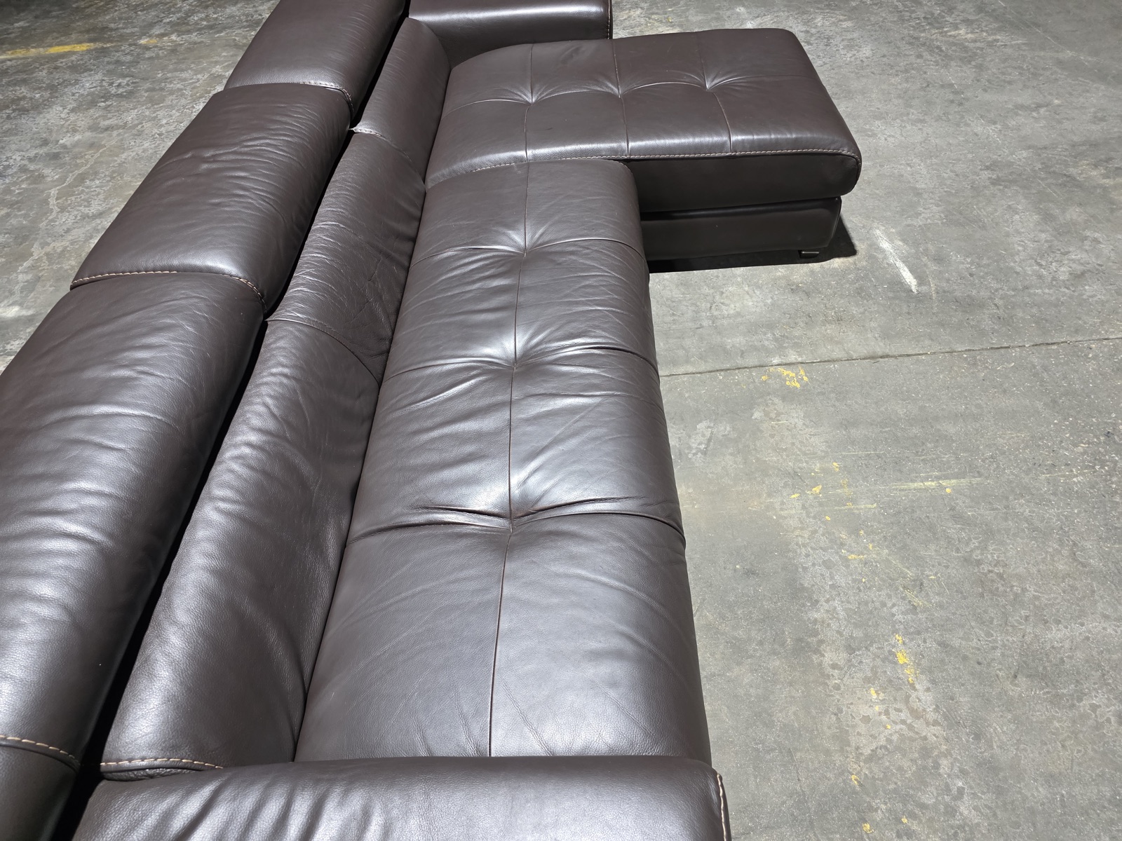 Natuzzi Espresso Leather Chaise Sectional with Adjustable Headrests — view 6